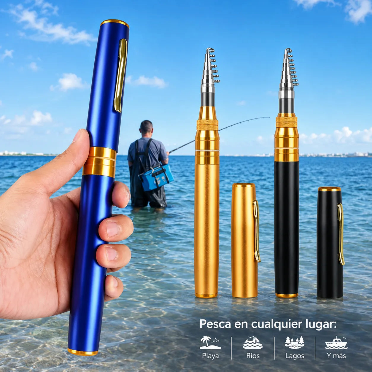 PocketCast™Mini Caña de Pescar Tipo Bolígrafo🎣🐟