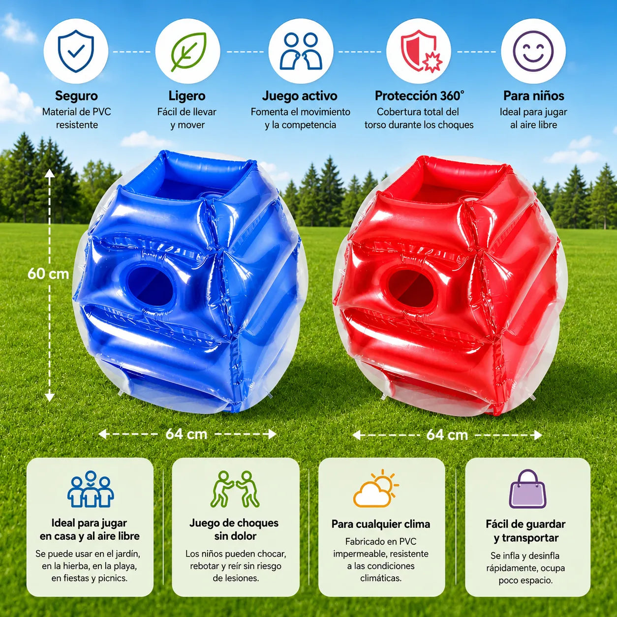 BumperFun™🔴🔵 Pack x2 Trajes de Pelotas Inflables
