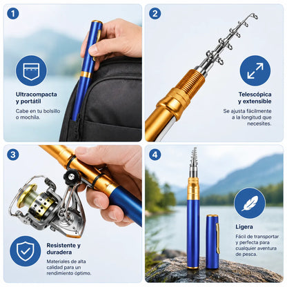 PocketCast™Mini Caña de Pescar Tipo Bolígrafo🎣🐟