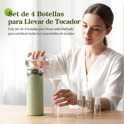 VIAJERO™ – Kit de Botellas de Viaje 4-en-1