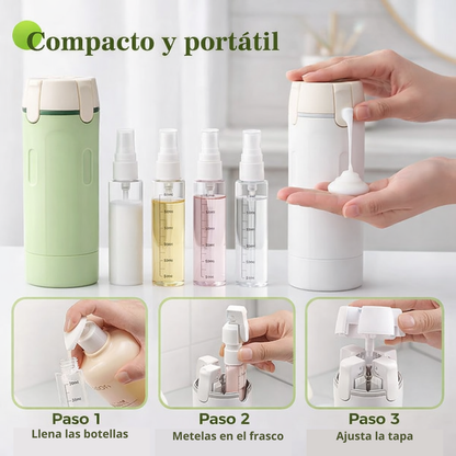 VIAJERO™ – Kit de Botellas de Viaje 4-en-1