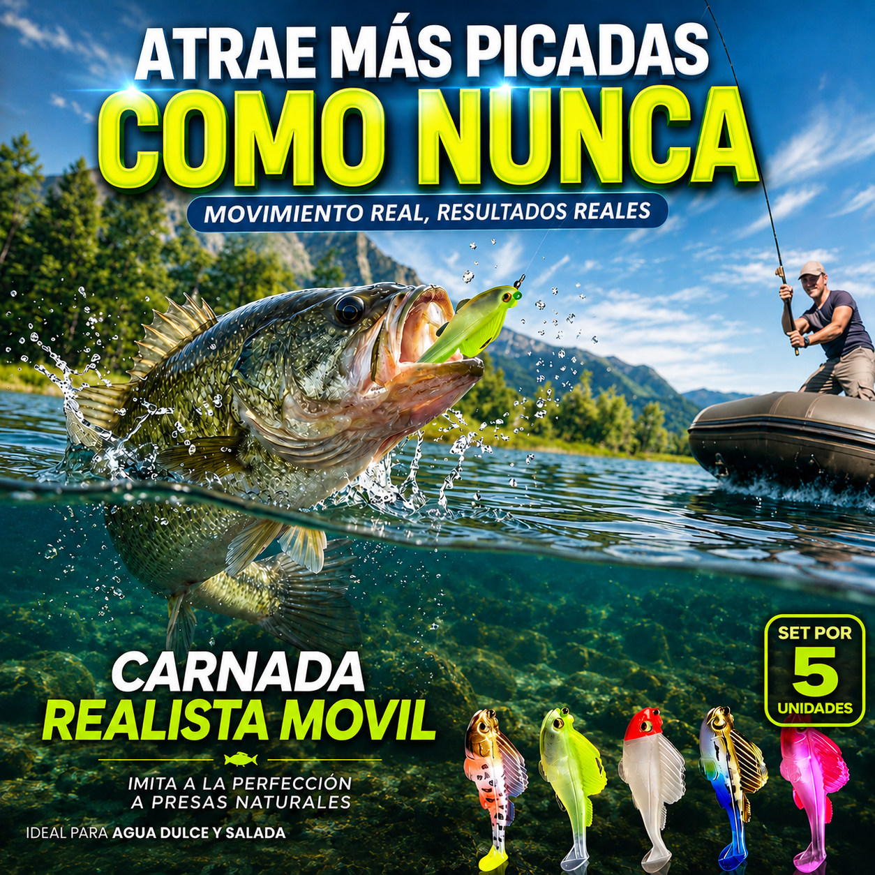 BioBait™ Set x5 Carnadas Realistas Móviles🎣🐟