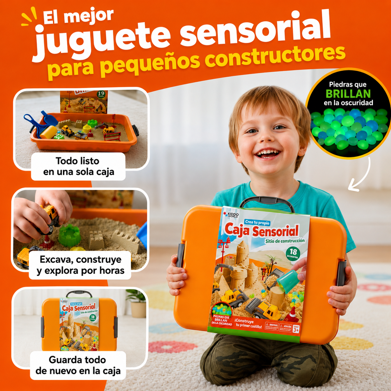 KiddoWorld™ Caja Sensorial de Arena Espacial Montessori⌛👧🏻