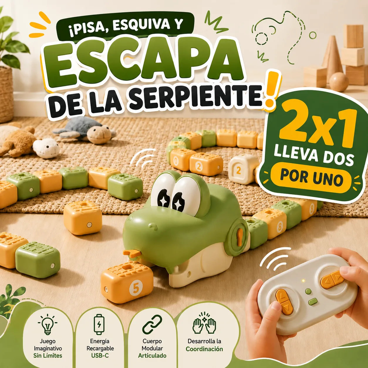 🐍SnakeHunt Pro™ Juego de Alimentar la Serpiente a Control Remoto 🎮 2x1